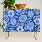Folk Floral Blossoms in Midnight Blue Credenza Gallery Image 1