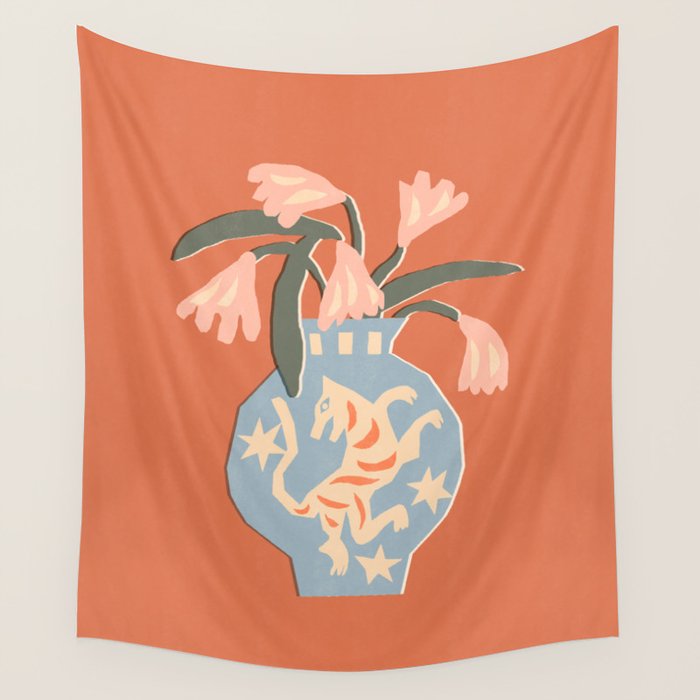 Tiger Vase Wall Tapestry Gallery Image 4