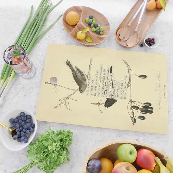 Bird Divinations: Snow Bird (about: almanacofbirds.org) Cutting Board Gallery Image 2