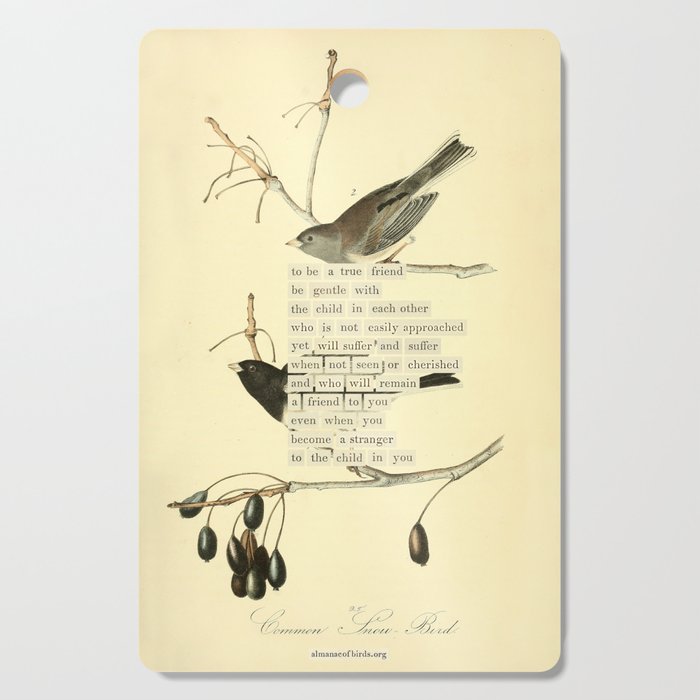 Bird Divinations: Snow Bird (about: almanacofbirds.org) Cutting Board Gallery Image 1