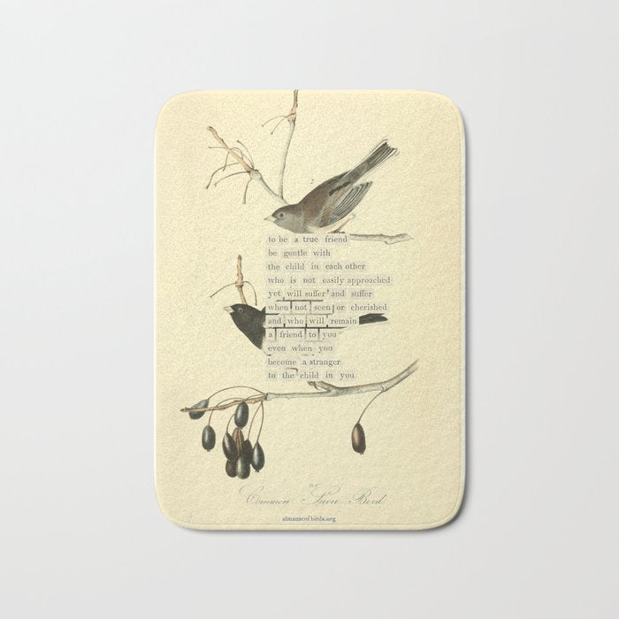 Bird Divinations: Snow Bird (about: almanacofbirds.org) Bath Mat Gallery Image 1