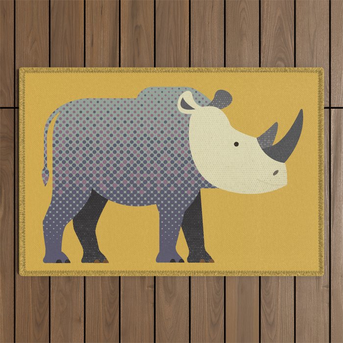 Whimsy Rhinoceros II Outdoor Rug