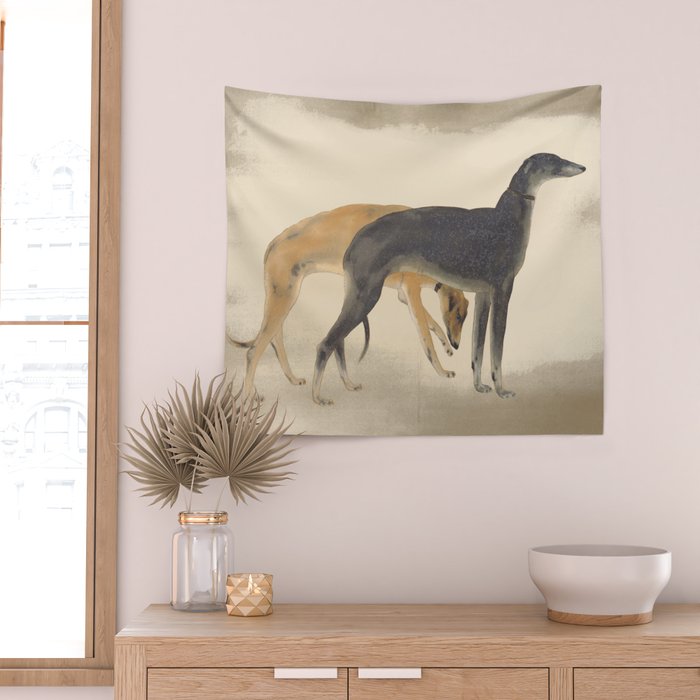 Two Sighthounds Wall Tapestry Gallery Image 2