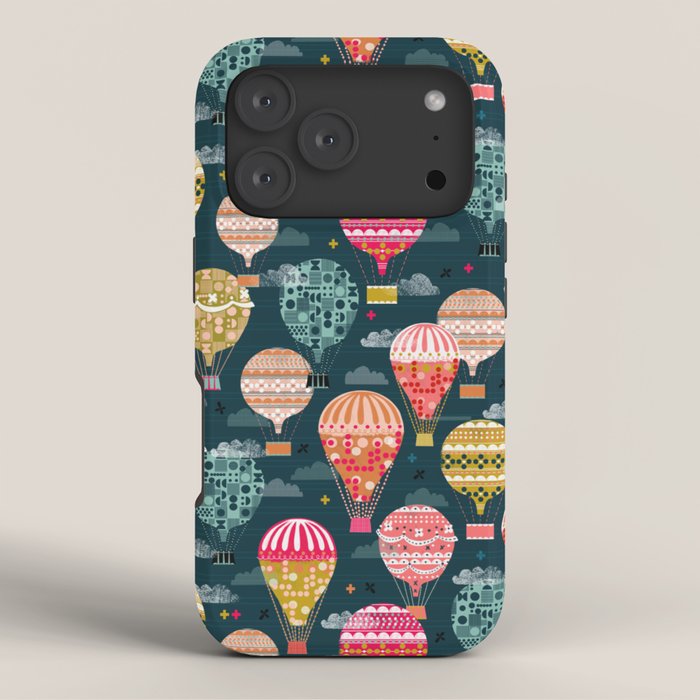 Hot Air Balloons - Retro, Vintage-inspired Print and Pattern by Andrea Lauren iPhone Case Gallery Image 3