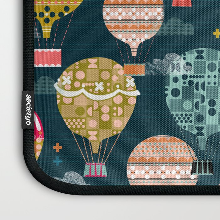 Hot Air Balloons - Retro, Vintage-inspired Print and Pattern by Andrea Lauren Laptop Sleeve Gallery Image 3
