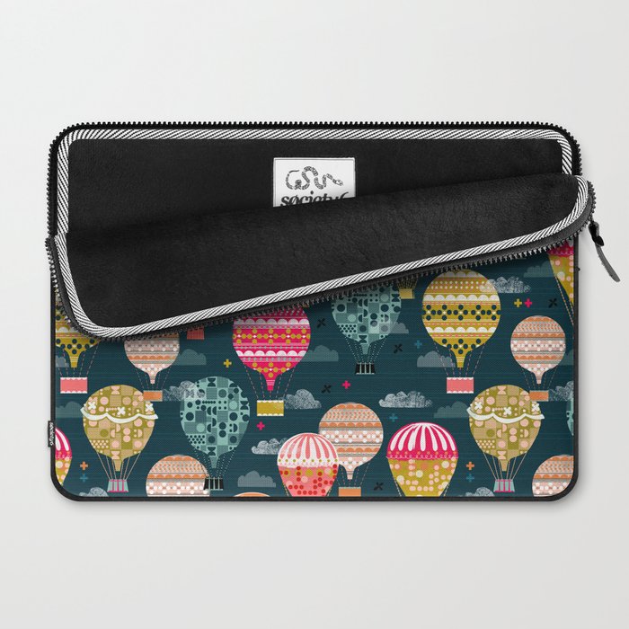 Hot Air Balloons - Retro, Vintage-inspired Print and Pattern by Andrea Lauren Laptop Sleeve Gallery Image 2