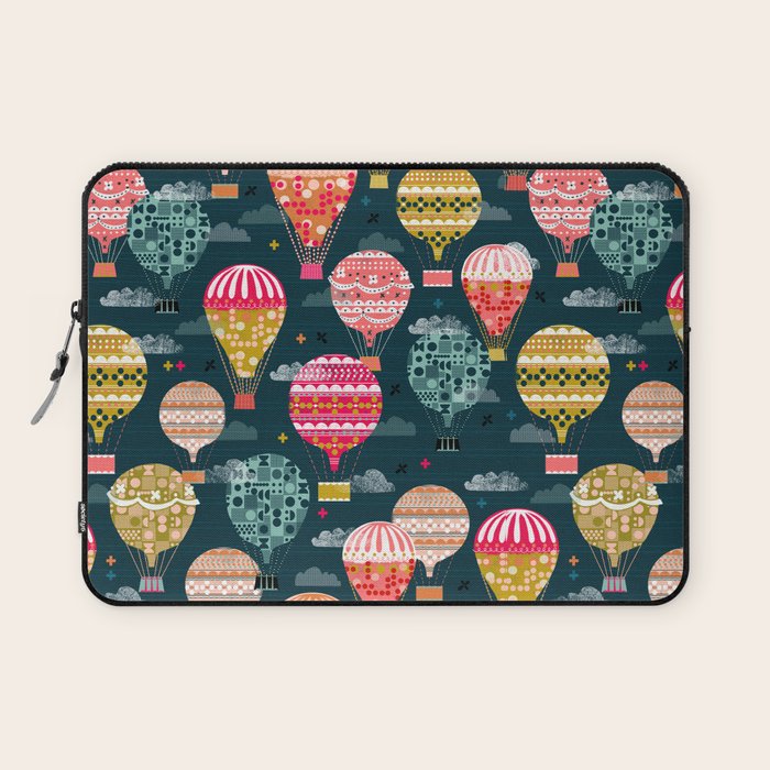 Hot Air Balloons - Retro, Vintage-inspired Print and Pattern by Andrea Lauren Laptop Sleeve Gallery Image 1