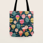 Hot Air Balloons - Retro, Vintage-inspired Print and Pattern by Andrea Lauren Tote Bag Gallery Image 1