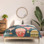 Hot Air Balloons - Retro, Vintage-inspired Print and Pattern by Andrea Lauren Comforter Gallery Image 3