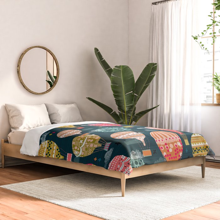 Hot Air Balloons - Retro, Vintage-inspired Print and Pattern by Andrea Lauren Comforter Gallery Image 2