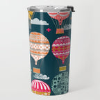 Hot Air Balloons - Retro, Vintage-inspired Print and Pattern by Andrea Lauren Travel Mug Gallery Image 2