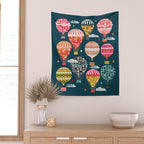 Hot Air Balloons - Retro, Vintage-inspired Print and Pattern by Andrea Lauren Wall Tapestry Gallery Image 2