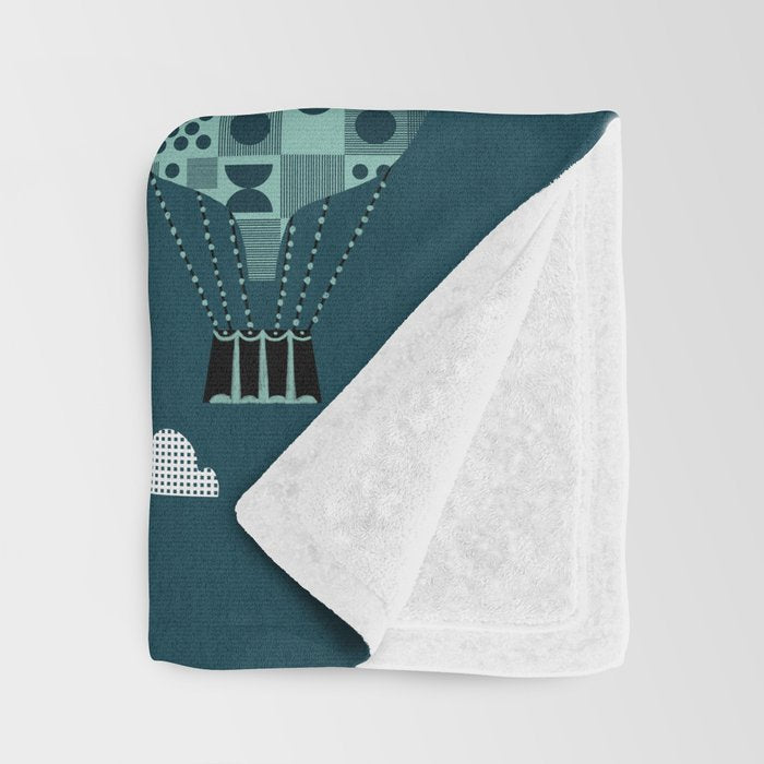 Hot Air Balloons - Retro, Vintage-inspired Print and Pattern by Andrea Lauren Throw Blanket Gallery Image 3