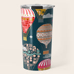 Hot Air Balloons - Retro, Vintage-inspired Print and Pattern by Andrea Lauren Travel Mug Gallery Image 1