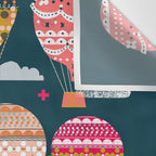 Hot Air Balloons - Retro, Vintage-inspired Print and Pattern by Andrea Lauren Wall Tapestry Gallery Image 3