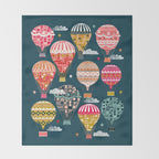 Hot Air Balloons - Retro, Vintage-inspired Print and Pattern by Andrea Lauren Throw Blanket Gallery Image 2
