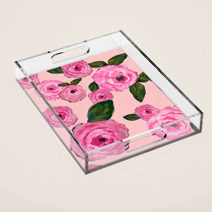 Pink Peonies on Blush Acrylic Tray Gallery Image 1