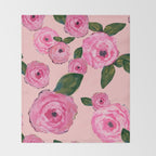 Pink Peonies on Blush Throw Blanket Gallery Image 2