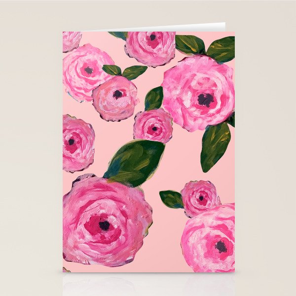 Pink Peonies on Blush Stationery Card Gallery Image 1
