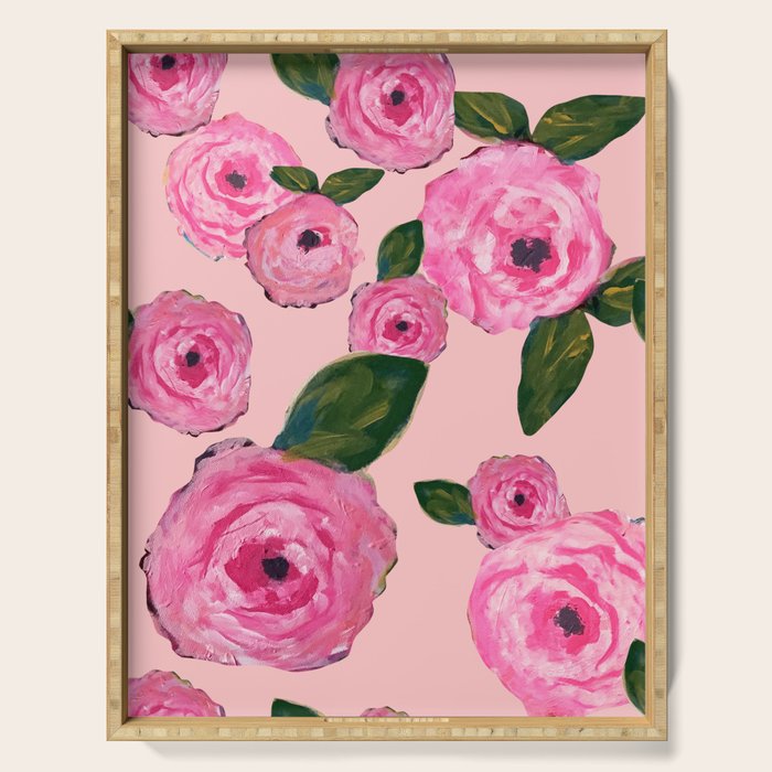 Pink Peonies on Blush Serving Tray Gallery Image 1