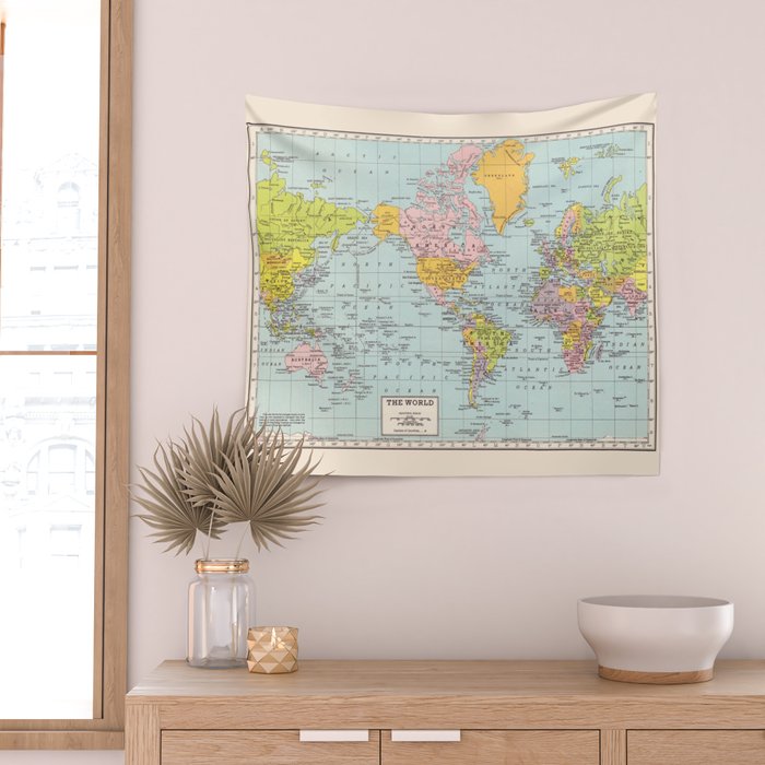 World Map Wall Tapestry Gallery Image 2