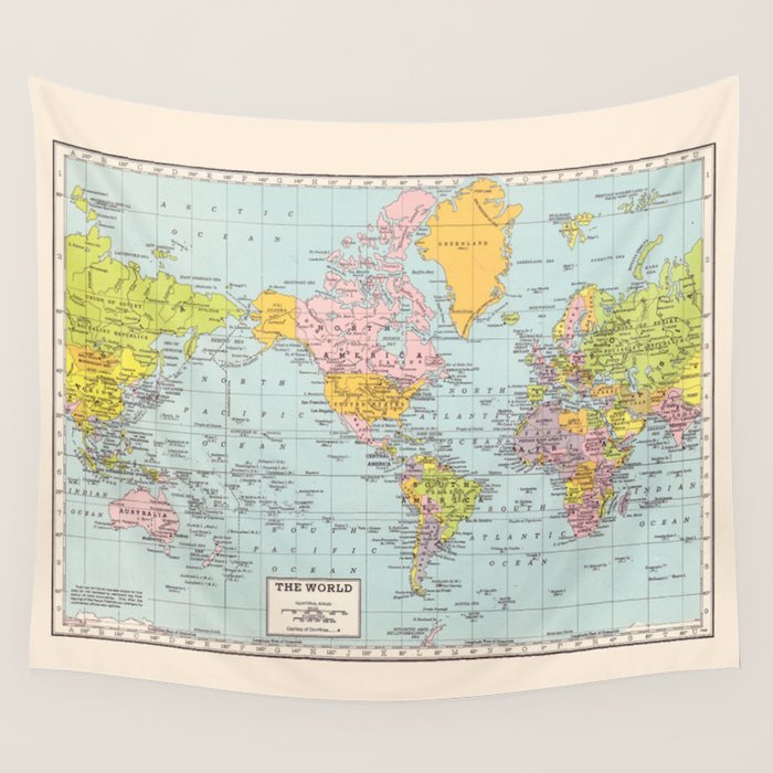 World Map Wall Tapestry