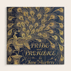 Pride and Prejudice by Jane Austen Vintage Peacock Book Cover Wood Wall Art Gallery Image 1