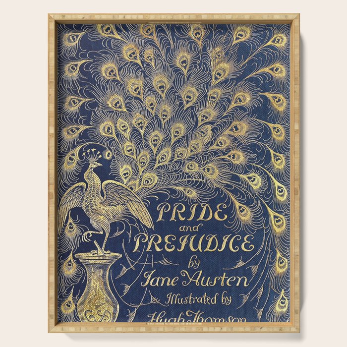 Pride and Prejudice by Jane Austen Vintage Peacock Book Cover Serving Tray Gallery Image 1