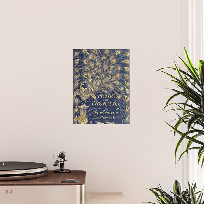 Pride and Prejudice by Jane Austen Vintage Peacock Book Cover Poster Gallery Image 2