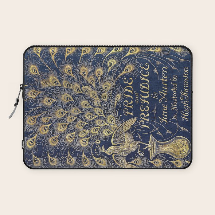 Pride and Prejudice by Jane Austen Vintage Peacock Book Cover Laptop Sleeve Gallery Image 1