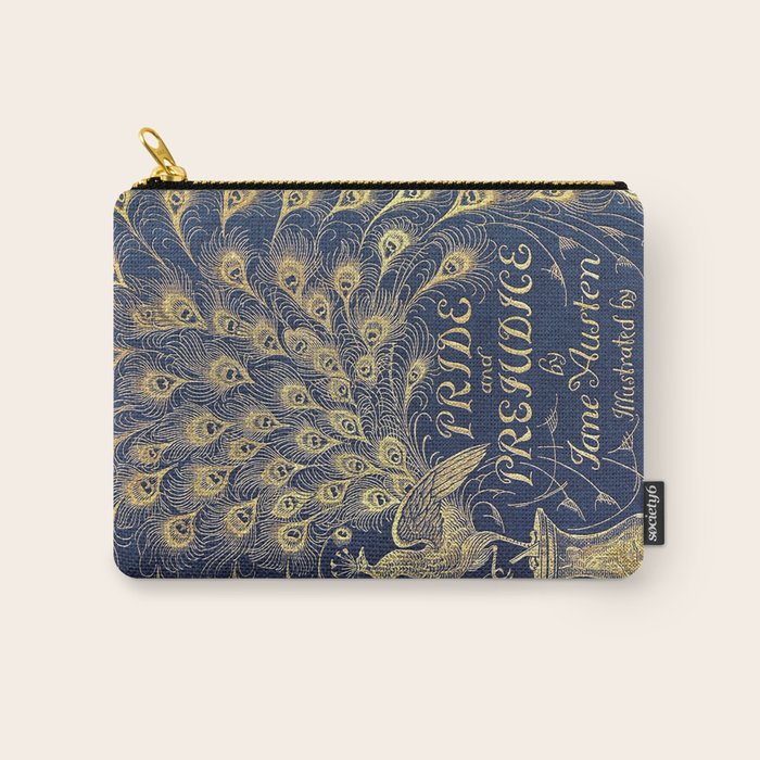 Pride and Prejudice by Jane Austen Vintage Peacock Book Cover Carry All Pouch Gallery Image 1
