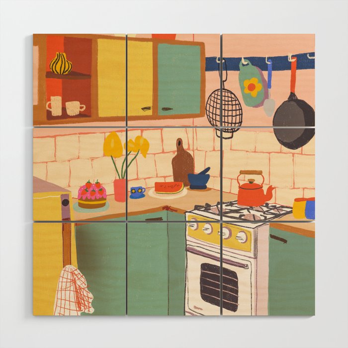 Retro kitchen Wood Wall Art Gallery Image 1