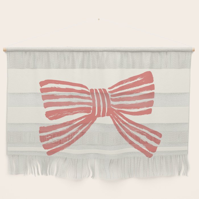 Pink Stripe Bow Ribbon Wall Hanging Gallery Image 1