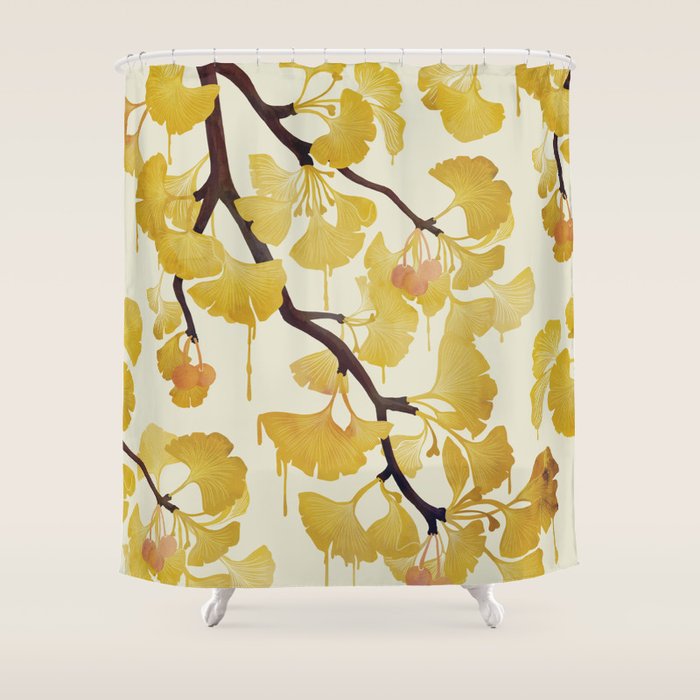 O Ginkgo in Yellow Shower Curtain Gallery Image 1