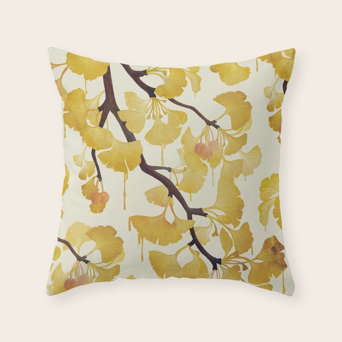 O Ginkgo in Yellow Throw Pillow Gallery Image 1