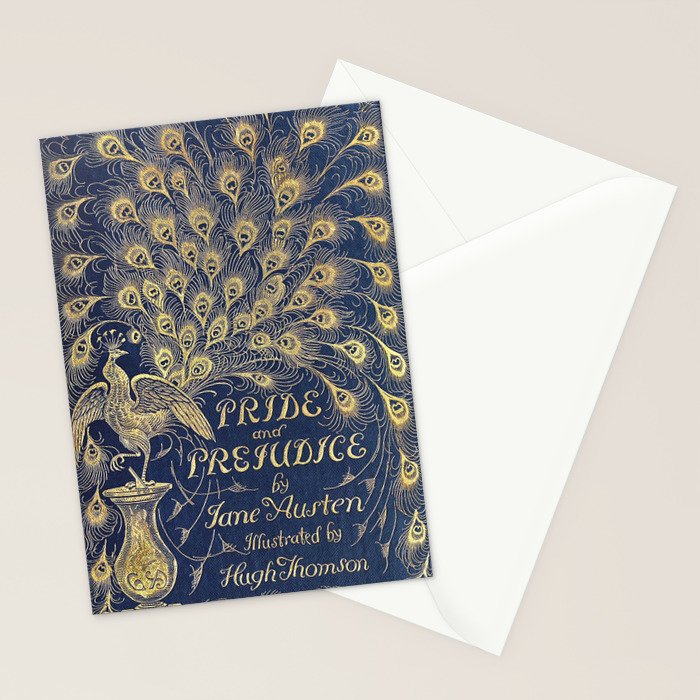 Pride and Prejudice by Jane Austen Vintage Peacock Book Cover Stationery Card Gallery Image 2