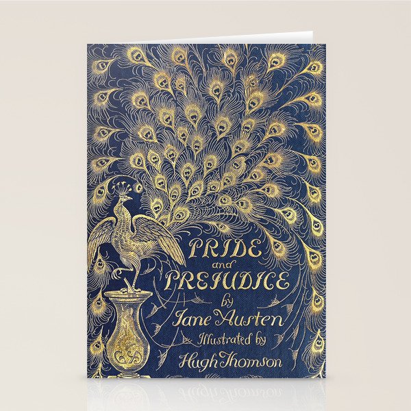 Pride and Prejudice by Jane Austen Vintage Peacock Book Cover Stationery Card Gallery Image 1