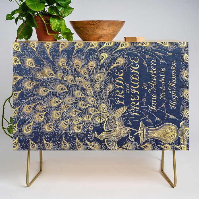 Pride and Prejudice by Jane Austen Vintage Peacock Book Cover Credenza Gallery Image 1