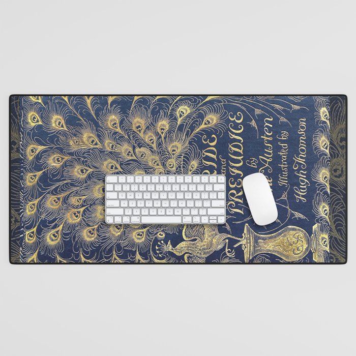 Pride and Prejudice by Jane Austen Vintage Peacock Book Cover Desk Mat Gallery Image 1