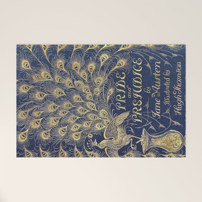 Pride and Prejudice by Jane Austen Vintage Peacock Book Cover Welcome Mat Gallery Image 1