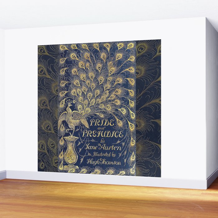 Pride and Prejudice by Jane Austen Vintage Peacock Book Cover Wall Mural Gallery Image 2
