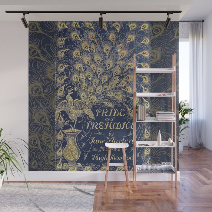 Pride and Prejudice by Jane Austen Vintage Peacock Book Cover Wall Mural