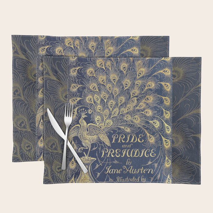 Pride and Prejudice by Jane Austen Vintage Peacock Book Cover Placemat Gallery Image 1