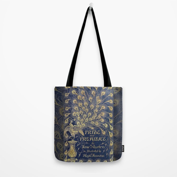 Pride and Prejudice by Jane Austen Vintage Peacock Book Cover Tote Bag Gallery Image 2