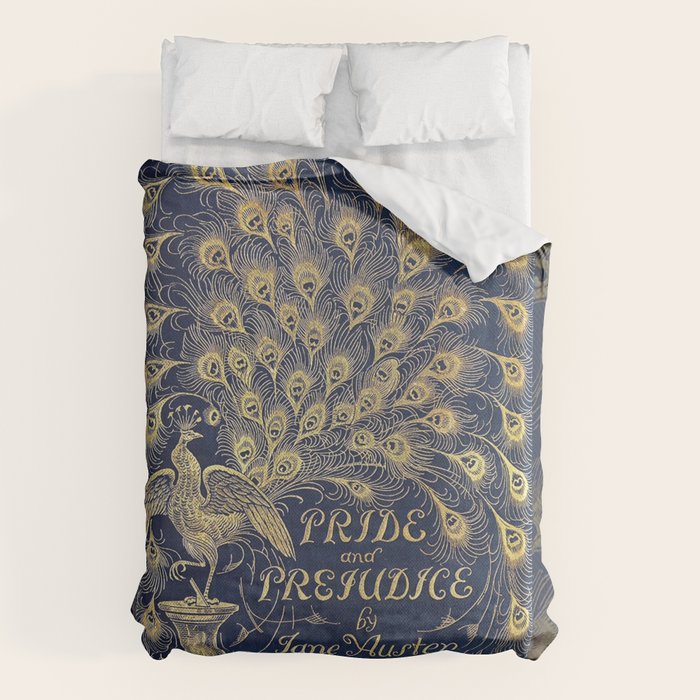Pride and Prejudice by Jane Austen Vintage Peacock Book Cover Duvet Cover Gallery Image 6