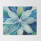 Blue and Green Bloom in Floral Throw Blanket Gallery Image 2