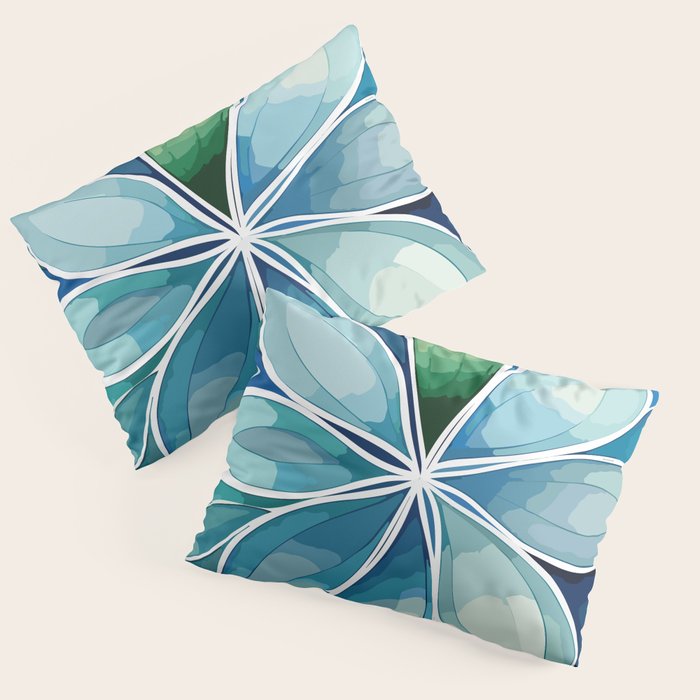 Blue and Green Bloom in Floral Pillow Sham Gallery Image 3