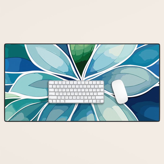 Blue and Green Bloom in Floral Desk Mat Gallery Image 1