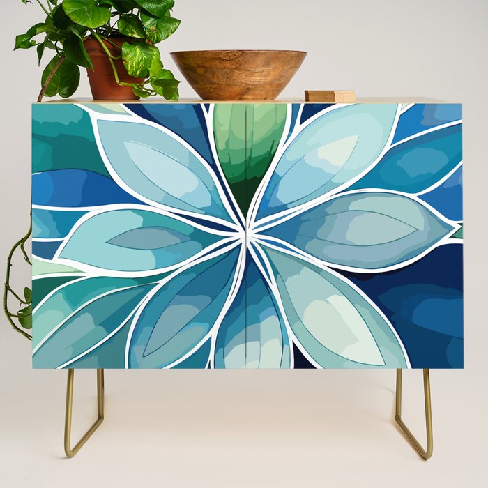 Blue and Green Bloom in Floral Credenza Gallery Image 1