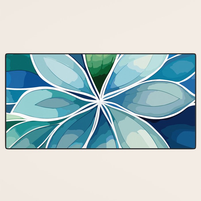 Blue and Green Bloom in Floral Desk Mat Gallery Image 3
